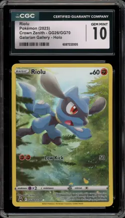 Pokemon Riolu Crown Zenith Galarian Gallery Full Art #GG26 CGC 10 Gem Mint - Image 1