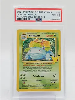 VENUSAUR 2021 POKEMON CELEBRATIONS BASE SET HOLO RARE 15/102 PSA 8 Q0004 - Image 1
