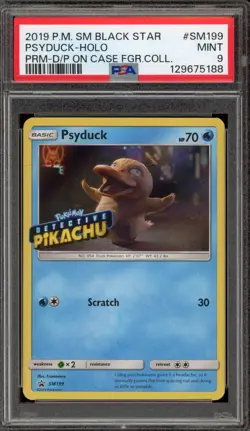 Pokemon Psyduck Detective Pikachu on the Case Figure Coll. Promo SM199 PSA 9 - Image 1