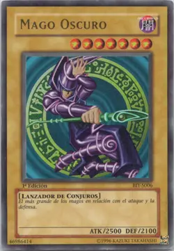 1996 YUGIOH 1ST EDITION MAGO OSCURO RARE HOLO #BIY-S006 - Image 1