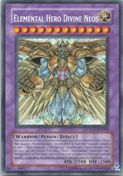 1996 YUGIOH UNLIMITED ELEMENTAL HERO DIVINE NEOS RARE HOLO #CSOC-EN098 - Image 1