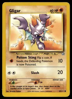 Gligar 59/111 Pokemon Card Neo Genesis Common 60 HP Lightly Played N23 - Image 1