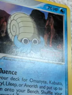 Pokemon TCG Omanyte 56/108 Holo EX Power Keepers Stamped + VTG Squirtle Card Top - Image 4