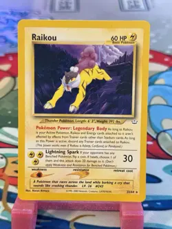 Pokemon TCG Raikou Neo Revelation Card 22/64 Unlimited Rare NM - Image 1