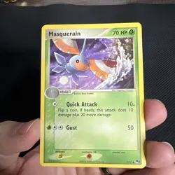 Masquerain 7/17 POP Series 1 Promo Pokemon Card Non-Holo Rare Creases - Image 1