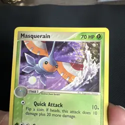 Masquerain 7/17 POP Series 1 Promo Pokemon Card Non-Holo Rare Creases - Image 2