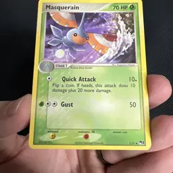 Masquerain 7/17 POP Series 1 Promo Pokemon Card Non-Holo Rare Creases - Image 3