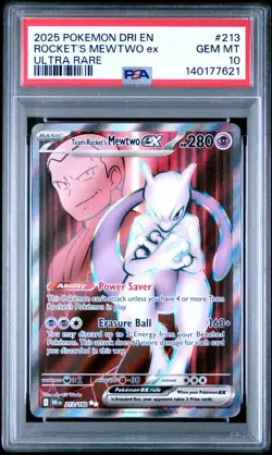 PSA 10 TEAM ROCKET'S MEWTWO EX 213/182 ULTRA RARE DESTINED RIVALS POKEMON 😍 - Image 1