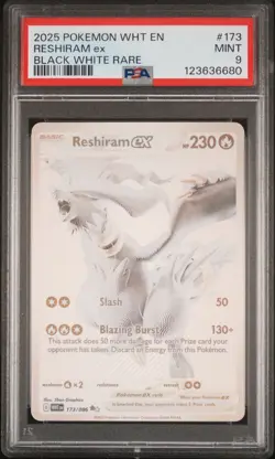 2025 Pokemon White Flare Reshiram Ex #173 Black White Rare MINT PSA 9 - Image 1