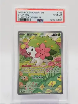 SHAYMIN 2025 POKEMON DESTINED RIVALS ILLUSTRATION RARE 185/182 PSA 10 Q0004 - Image 1