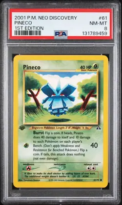 PSA 8 Pineco 61/75 1st Edition Pokemon Neo Discovery Regular - Image 1