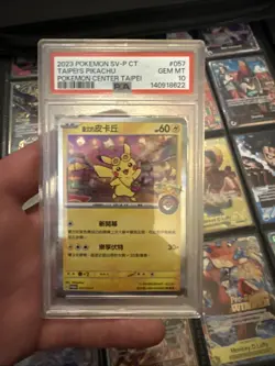 2023 POKEMON TRADITIONAL CHINESE SV-P PROMO #057 TAIPEI'S PIKACHU PSA 10 - Image 1