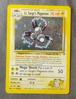 Rare Holo Pokemon Gym Heroes Lt. Surge's Magneton 8/132 (Unlimited, English) - Image 1