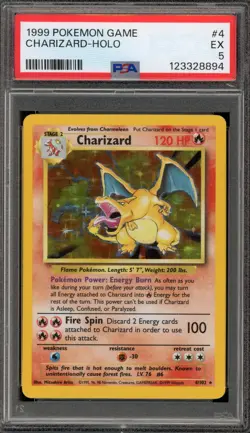 Pokemon Charizard Base Set Unlimited Holo Rare #4 PSA 5 - Image 1