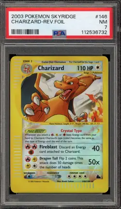 Pokemon Charizard Skyridge Crystal Reverse Holo Secret Rare #146 PSA 7 - Image 1