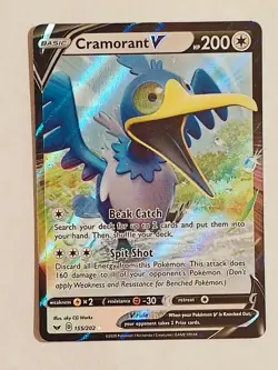 Pokemon TCG Cramorant V 155/202 Sword & Shield Near Mint - Image 1