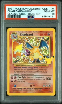 2021 Pokemon Celebrations Classic Base Set #4 Charizard Holo PSA 10 GEM MINT - Image 1