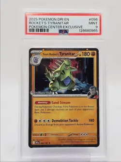 ROCKET'S TYRANITAR 2025 POKEMON CENTER EXCLUSIVE DESTINED 096/182 PSA 9 Q0004 - Image 1