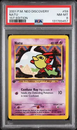 PSA 8 Natu 59/75 1st Edition Pokemon Neo Discovery Regular - Image 1