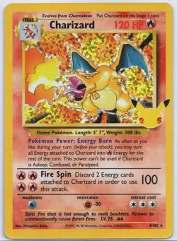 Pokemon Charizard Celebrations 25 Anniversary Holo Rare Card 4/102 Near Mint Raw - Image 1