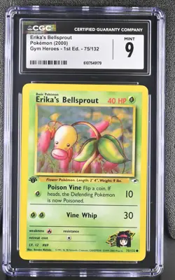 CGC MINT 9 Pokemon Erika's Bellsprout 75/132 2000 Gym Heroes 1st Edition - Image 1
