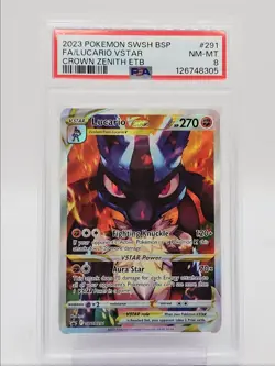 LUCARIO VSTAR 2023 POKEMON CROWN ETB BLACK STAR PROMO #SWSH291 PSA 8 Q0004 - Image 1