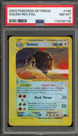 Pokemon Golem Skyridge Crystal Reverse Holo Secret Rare #148 PSA 8 - Image 1