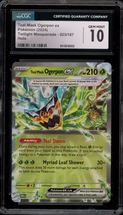 Pokemon Teal Mask Ogerpon ex Twilight Masquerade Double Rare #025 CGC 10 - Image 1