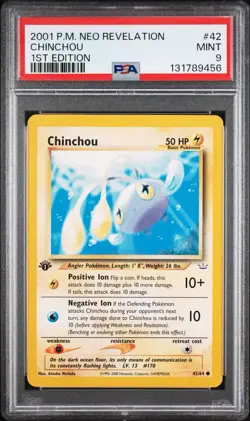 PSA 9 Chinchou 42/64 1st Edition Pokemon Neo Revelation Regular - Image 1