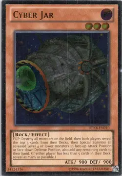 1996 YUGIOH UNLIMITED CYBER JAR UNLIMITED RARE HOLO #DPKB-EN010 - Image 1