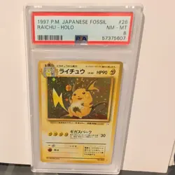 Pokemon PSA 8 NEAR MINT 1997 Raichu Japanese Fossil Holo Rare Card - Image 1