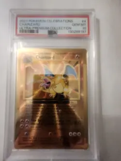 Pokemon Celebrations UPC CHARIZARD Gold Metal Card Promo #4/102 PSA 10 Gem Mint - Image 1