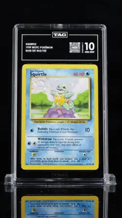 1999 POKEMON Card BASE SET UNLIMITED #63 SQUIRTLE TAG 10 - Image 1