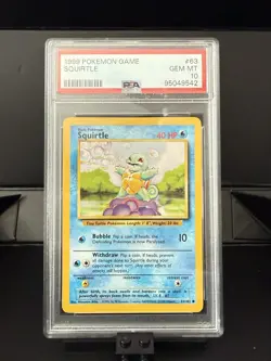 1999 POKEMON Card BASE SET UNLIMITED #63 SQUIRTLE PSA 10 - Image 1