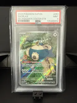 Pokemon Center 151 ETB Snorlax SVP 051 Stamp Promo Card PSA 9 Mint Condition - Image 1