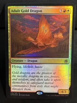 MTG Adventures in the Forgotten Realms 216 Adult Gold Dragon Creature RARE Foil - Image 1