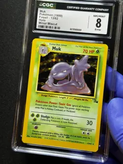 CGC 8 ERROR Pokemon Muk #13 Fossil Holo MISCUT! - Image 4