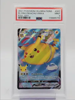 FLYING PIKACHU VMAX 2021 POKEMON CELEBRATIONS FULL ART RARE 07/025 PSA 9 Q0004 - Image 1
