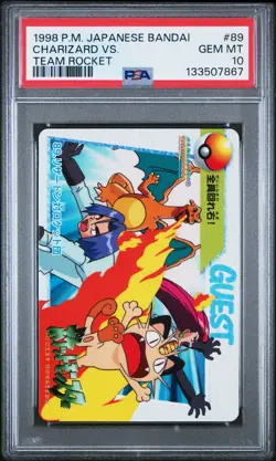 PSA 10 2025 CERT CHARIZARD VS. TEAM ROCKET 1998 POKEMON JPN BANDAI CARDDASS #89 - Image 1
