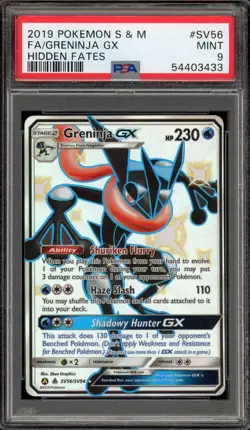 Pokemon Greninja GX Hidden Fates Full Art #SV56 PSA 9 Mint - Image 1