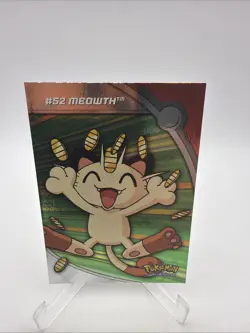 Meowth HV9 Topps Pokemon Series 2 #52 SILVER FOIL Heroes Villains Blue Logo NMT - Image 1