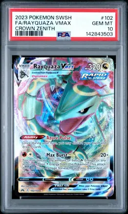 PSA 10 RAYQUAZA VMAX 102/159 FULL ART CROWN ZENITH POKEMON 😍 - Image 1