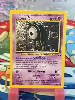 Pokemon TCG Unown A 33/75 Neo Discovery Unlimited Holo Rare LP - Image 1