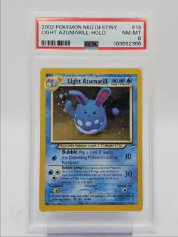 LIGHT AZUMARILL 2002 POKEMON NEO DESTINY HOLO RARE 13/105 PSA 8 Q0004 - Image 1