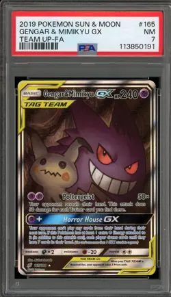 Pokemon Gengar & Mimikyu GX Team Up Full Alt Art #165 PSA 7 - Image 1