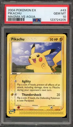 Pokemon Pikachu EX Magma Vs Aqua #43 PSA 10 Gem Mint - Image 1