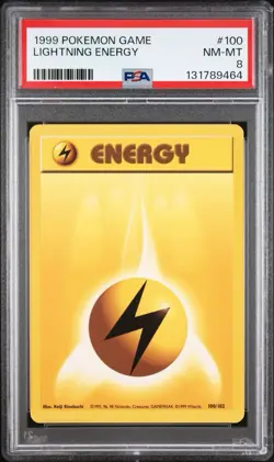 PSA 8 Lightning Energy 100/102 Pokemon Base Set Regular - Image 1