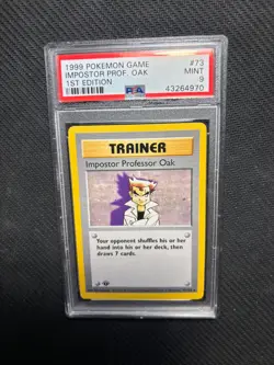 PSA 9 Imposter Professor Oak Pokemon Card 1st Edition Base Shadowless - Image 1