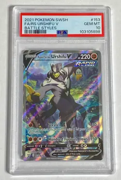 2021 Pokemon SWSH Battle Styles Rapid Strike Urshifu V #153/163 PSA 10 - Image 1