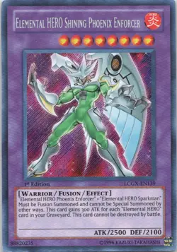 1996 YUGIOH 1ST EDITION ELEMENTAL HERO SHINING PHOENIX ENFORCER RARE HOLO - Image 1